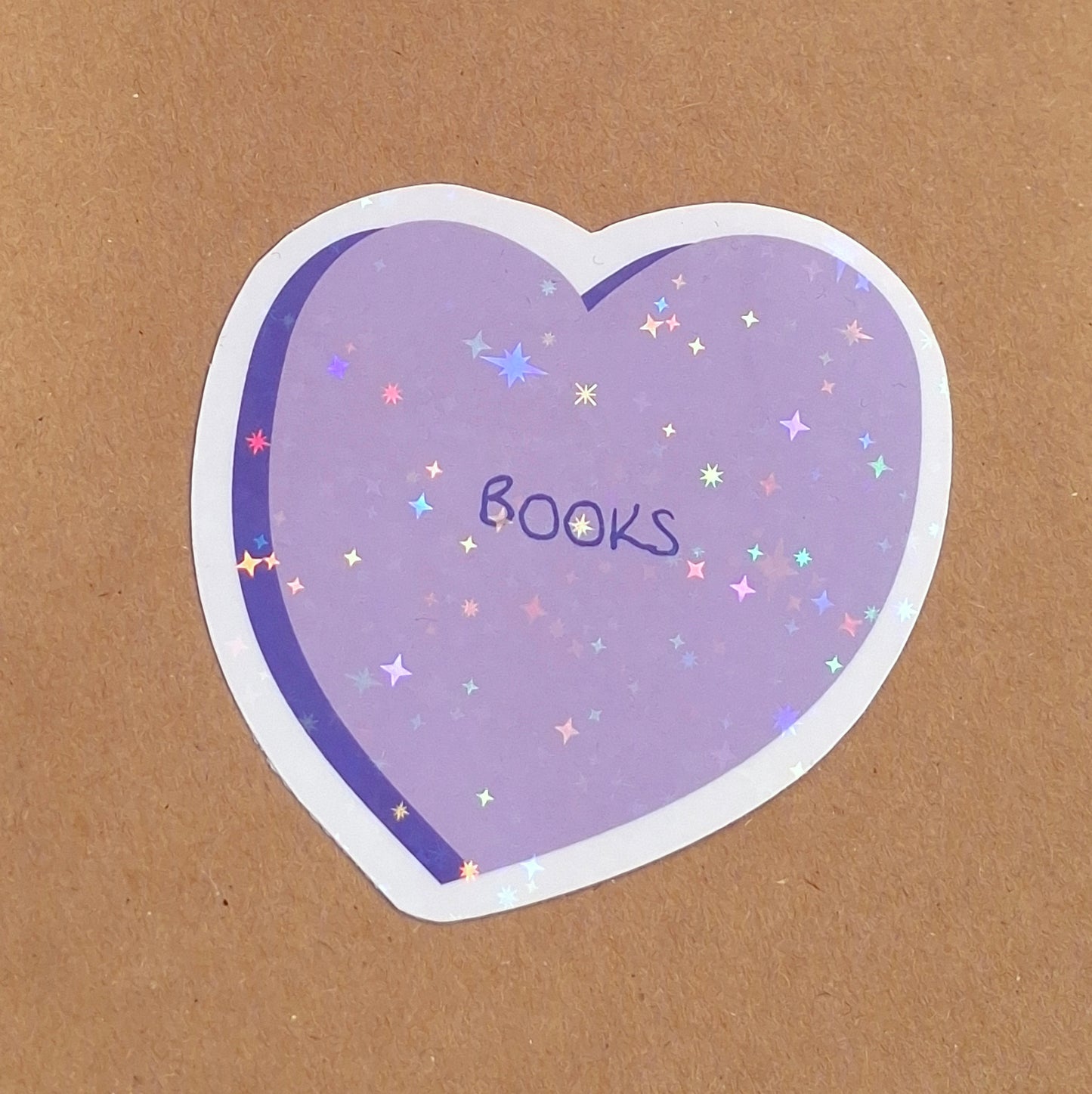 Love Books, Love Heart Holographic Vinyl Sticker
