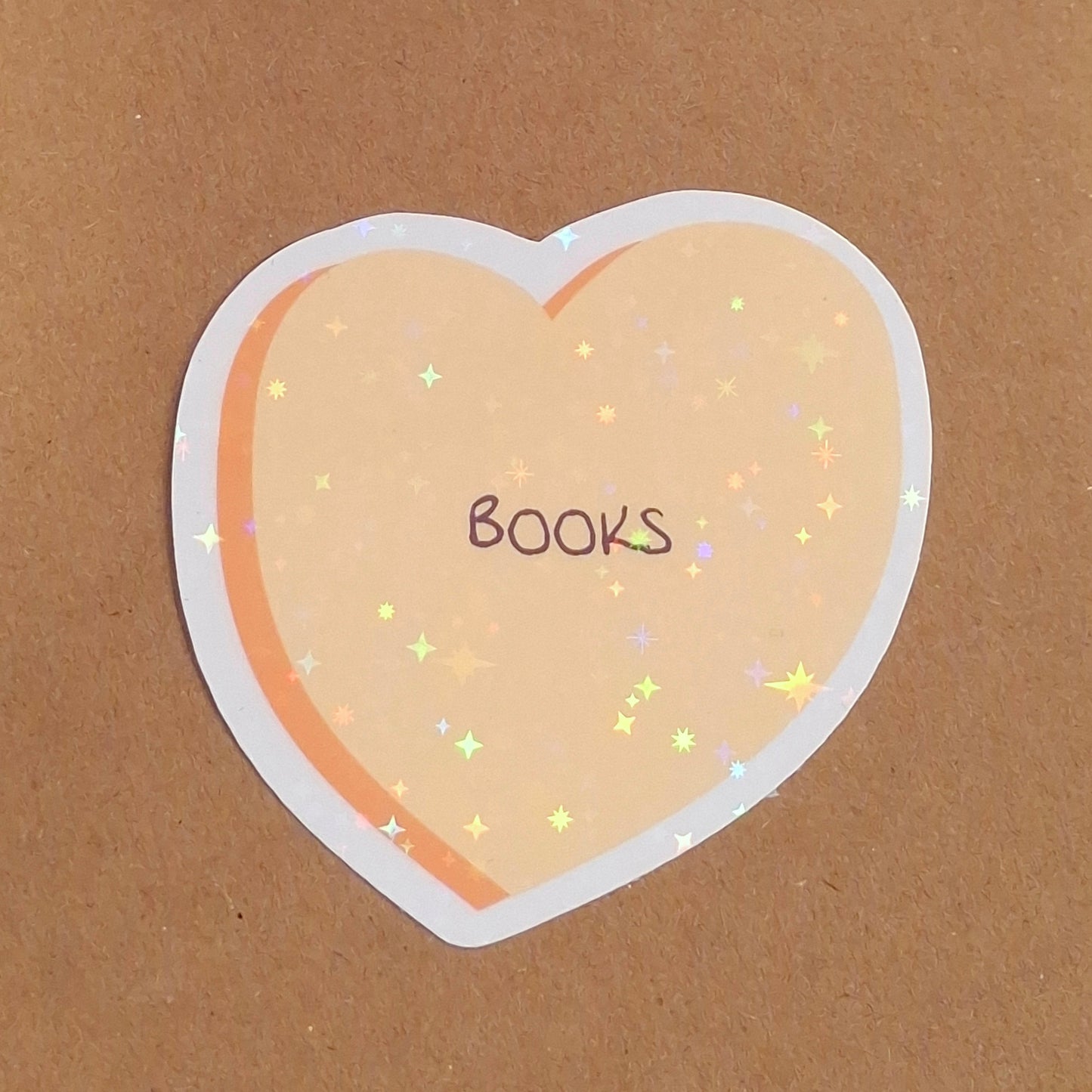 Love Books, Love Heart Holographic Vinyl Sticker