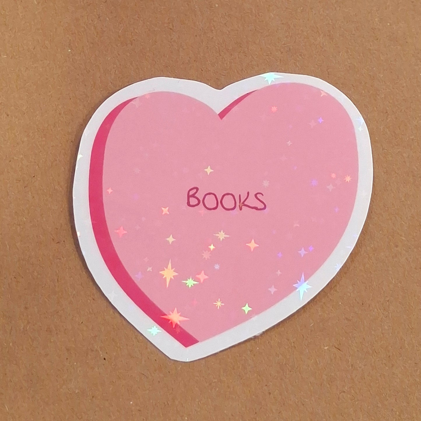 Love Books, Love Heart Holographic Vinyl Sticker