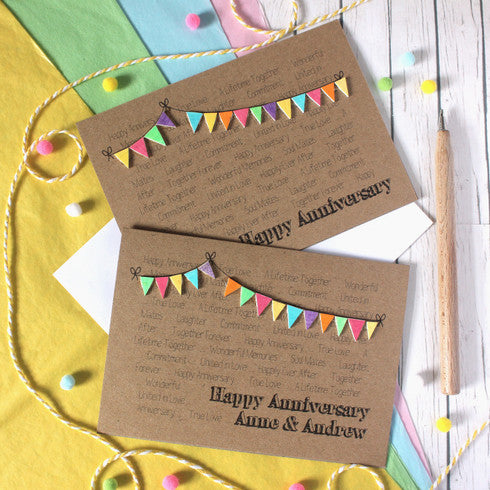 Happy Anniversary Card - Bright Bunting