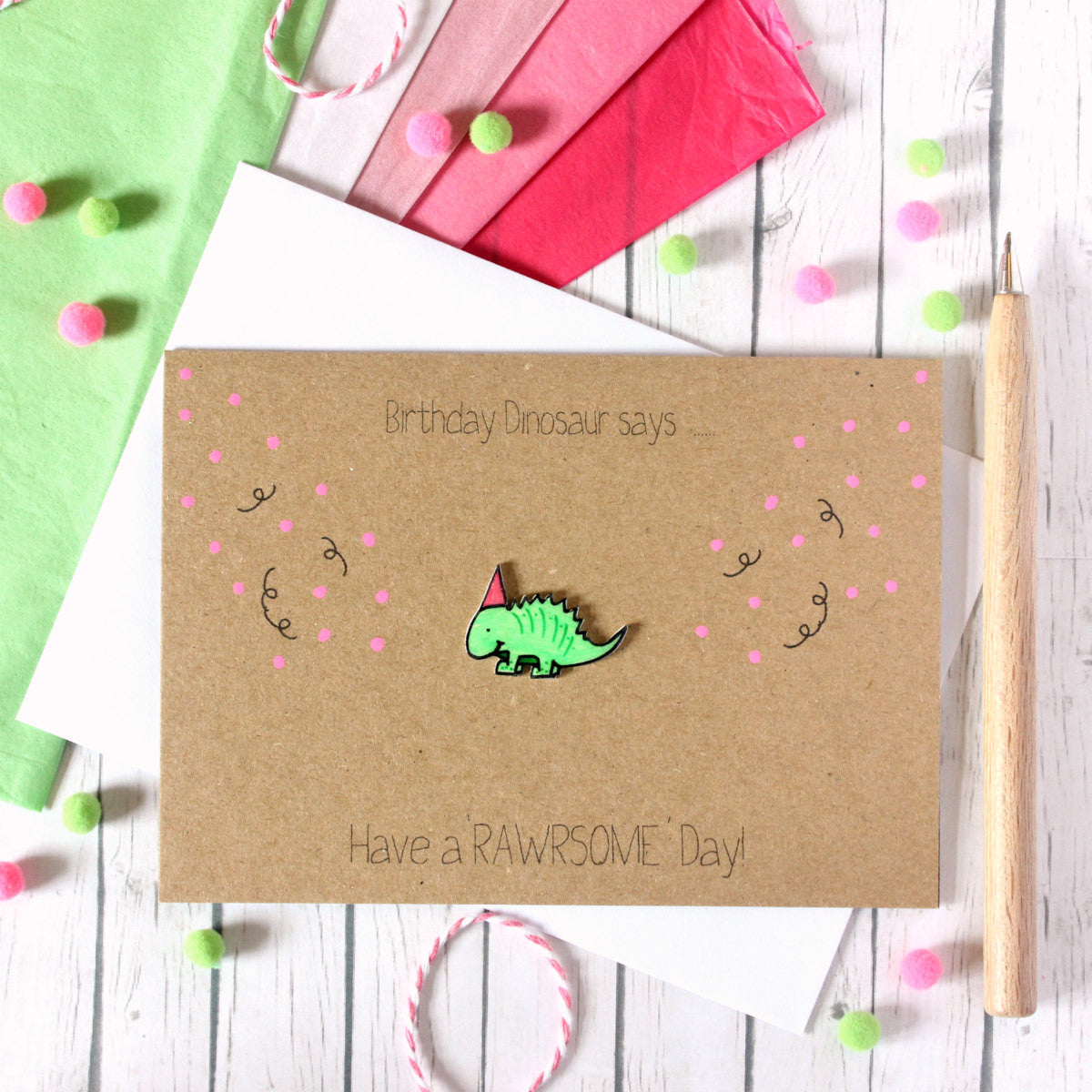 Happy Birthday Card. Handmade Birthday Card. Dinosaur Card. Birthday Dinosaur. Happy Birthday. Dinosaur. Happy Birthday Card. Card. Greenery