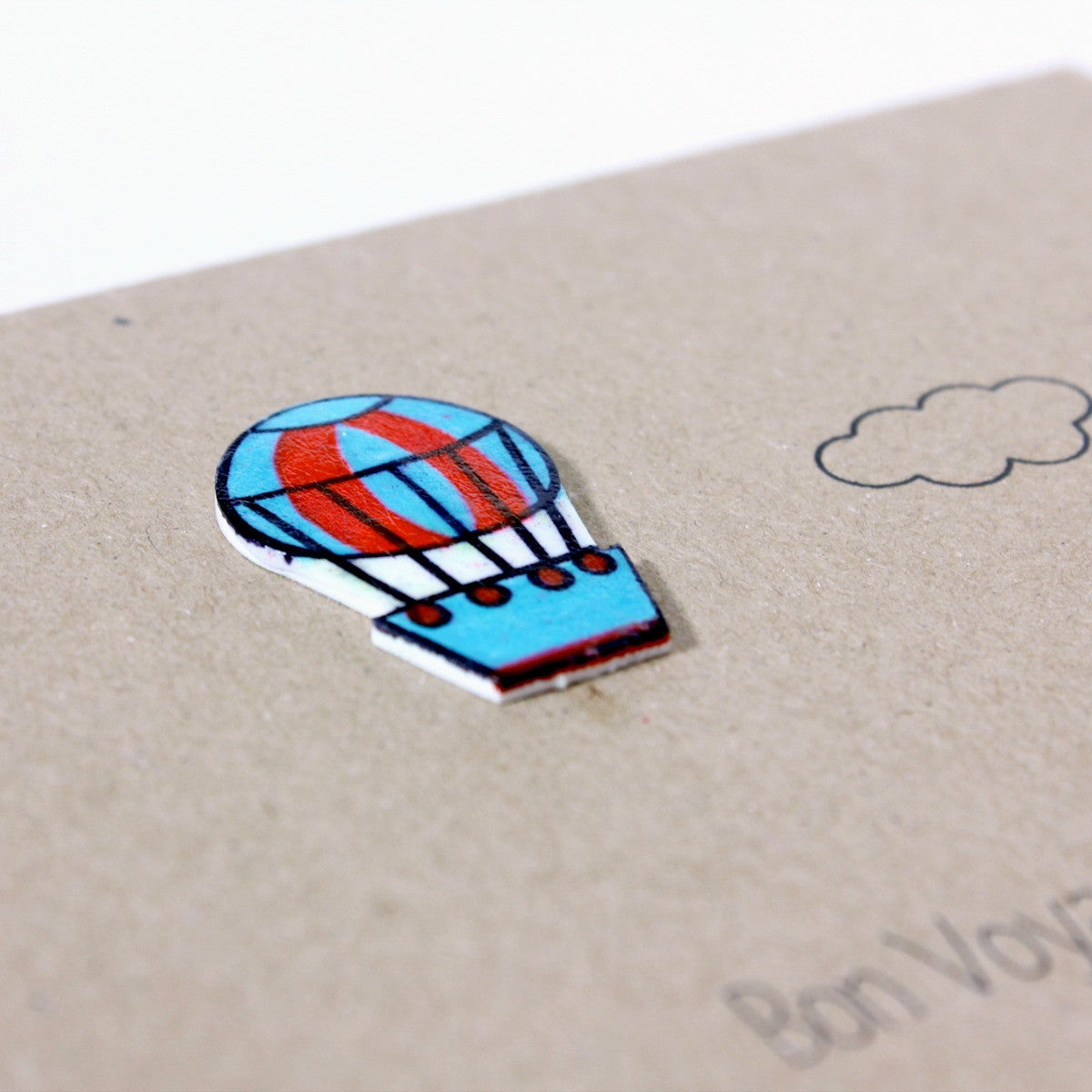 Bon Voyage / Goodbye / Leaving Card - Blue & Red Hot Air Balloon