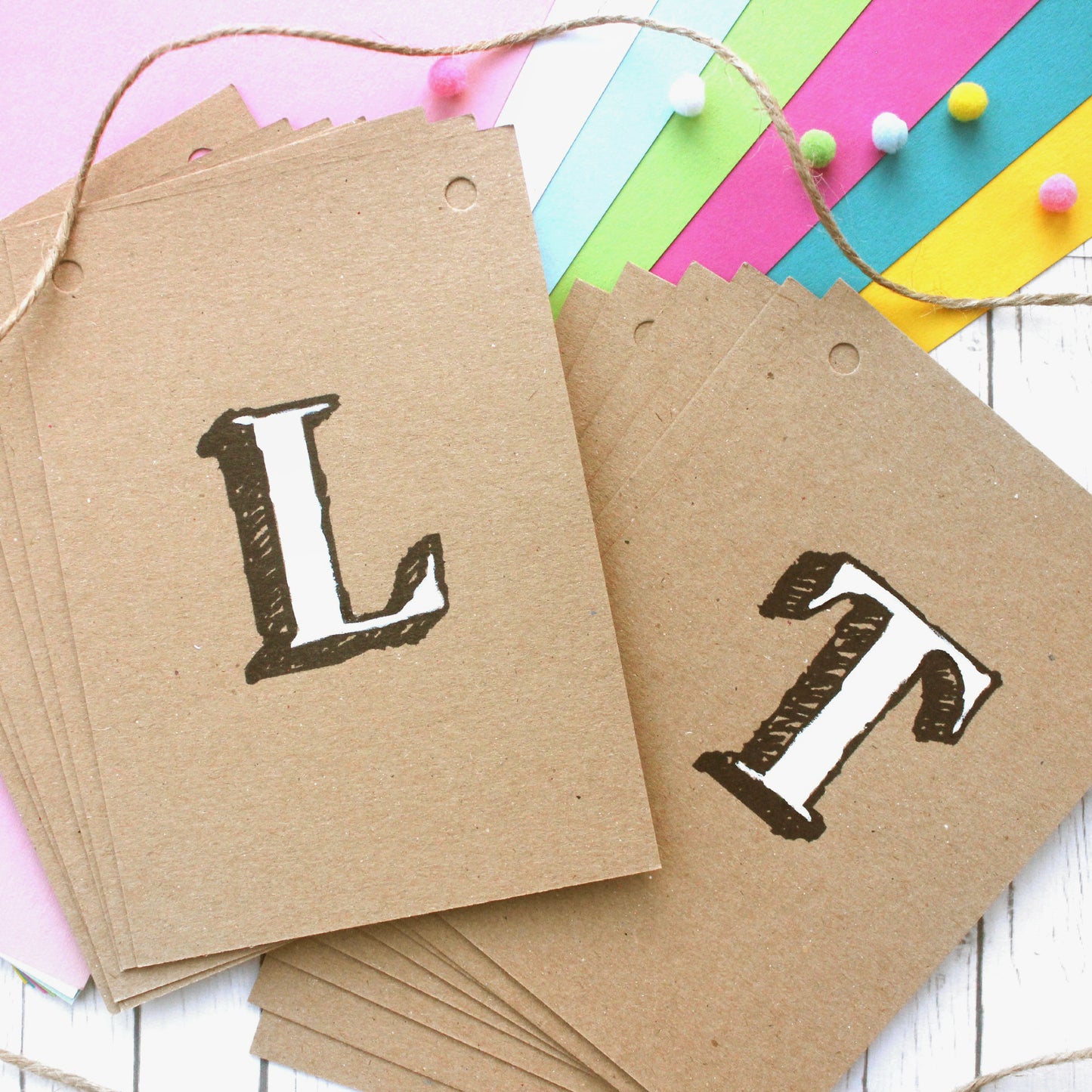 Personalised Hand Painted Kraft Bunting - Any Length, Any Wording