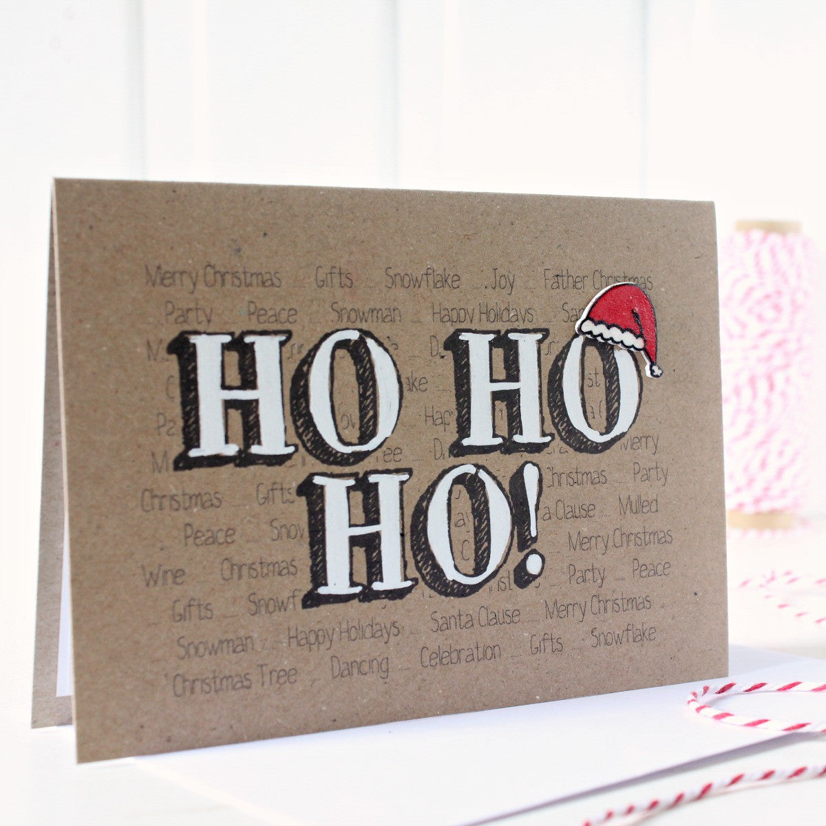 Handmade Christmas Card. Christmas Card. Xmas Card. Holiday Card. Christmas Cards. Ho Ho Ho! Santa's Hat. Christmas. Santa Hat Card.