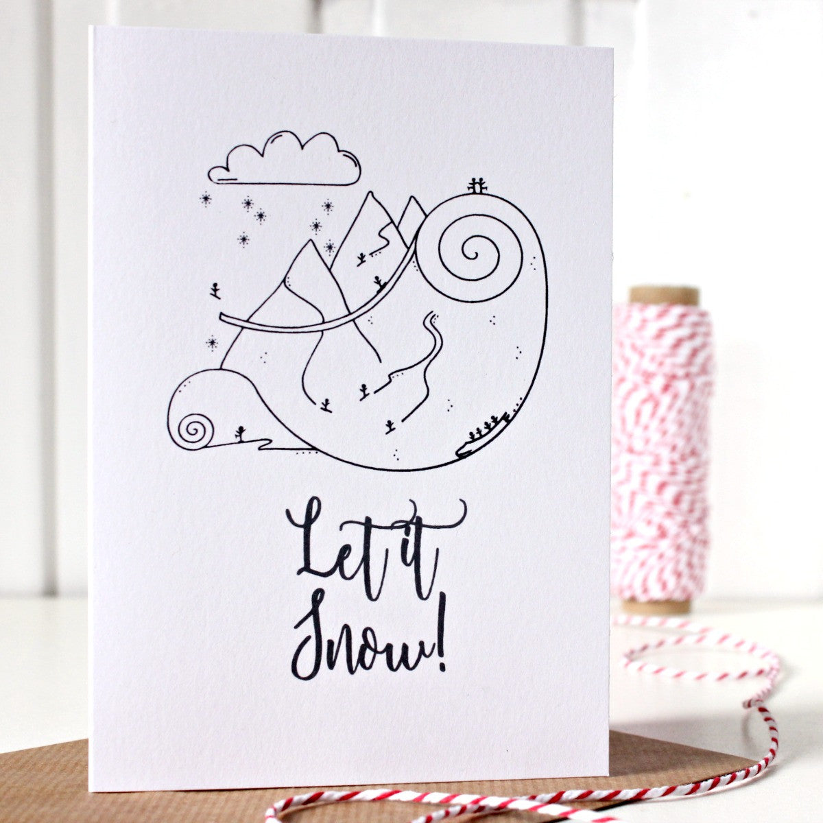 Christmas Card. Winter Sports Card. Skiing Card. Let it Snow. Christmas. Holiday Card. Holiday Cards. Black and White. Christmas Cards. Ski.