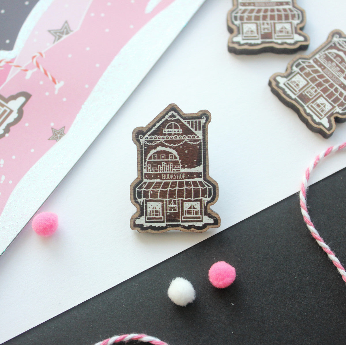 Gingerbread Bookshop Pin Badge
