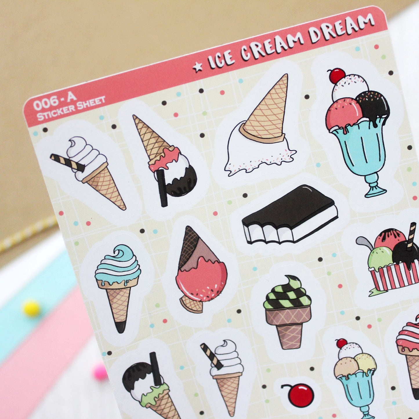 Ice Cream Dream! Summer Themed Sticker Sheet