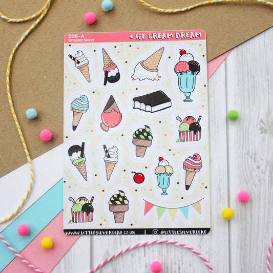 Ice Cream Dream! Summer Themed Sticker Sheet