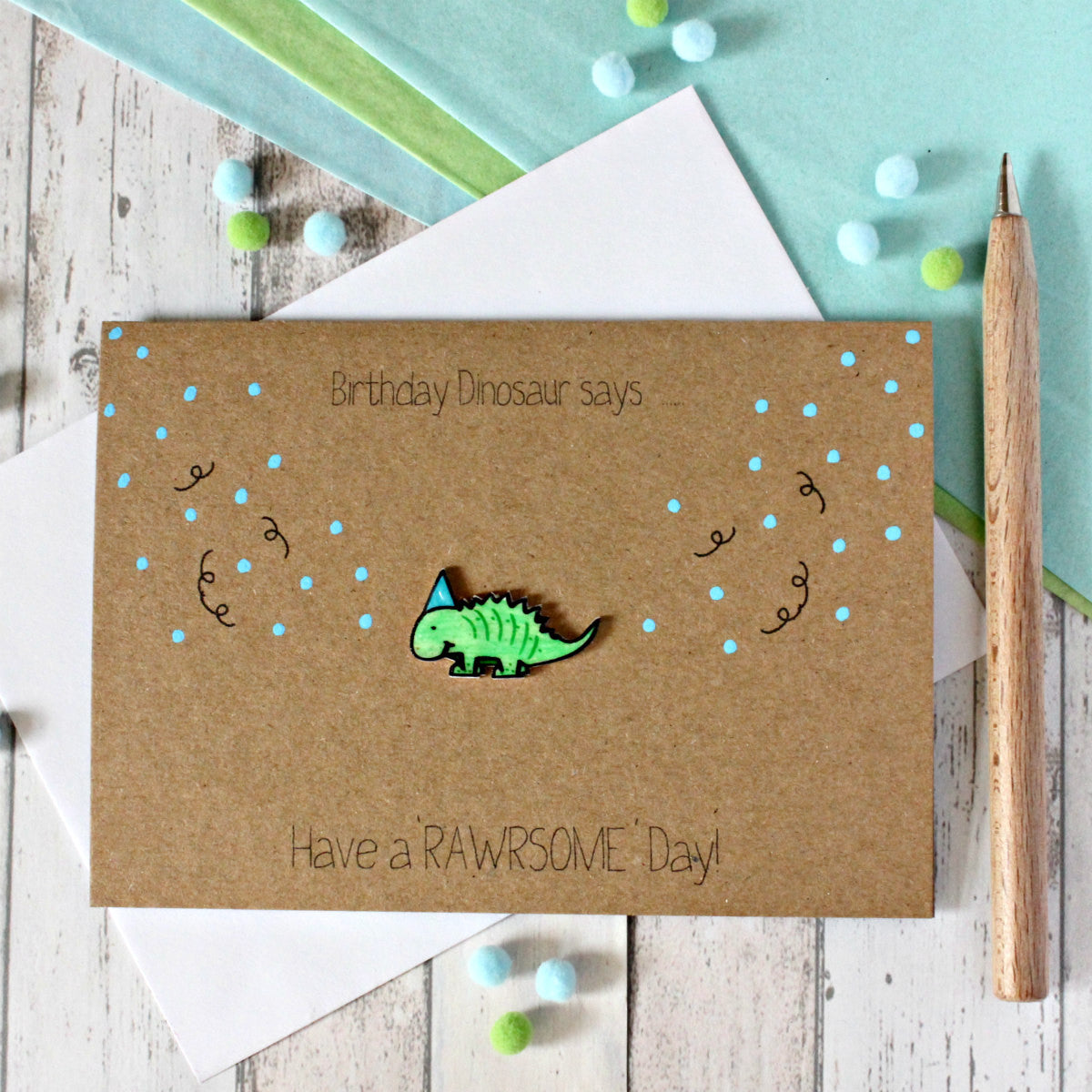 Happy Birthday Card. Handmade Birthday Card. Dinosaur Card. Birthday Dinosaur. Happy Birthday. Dinosaur. Happy Birthday Card. Card. Greenery