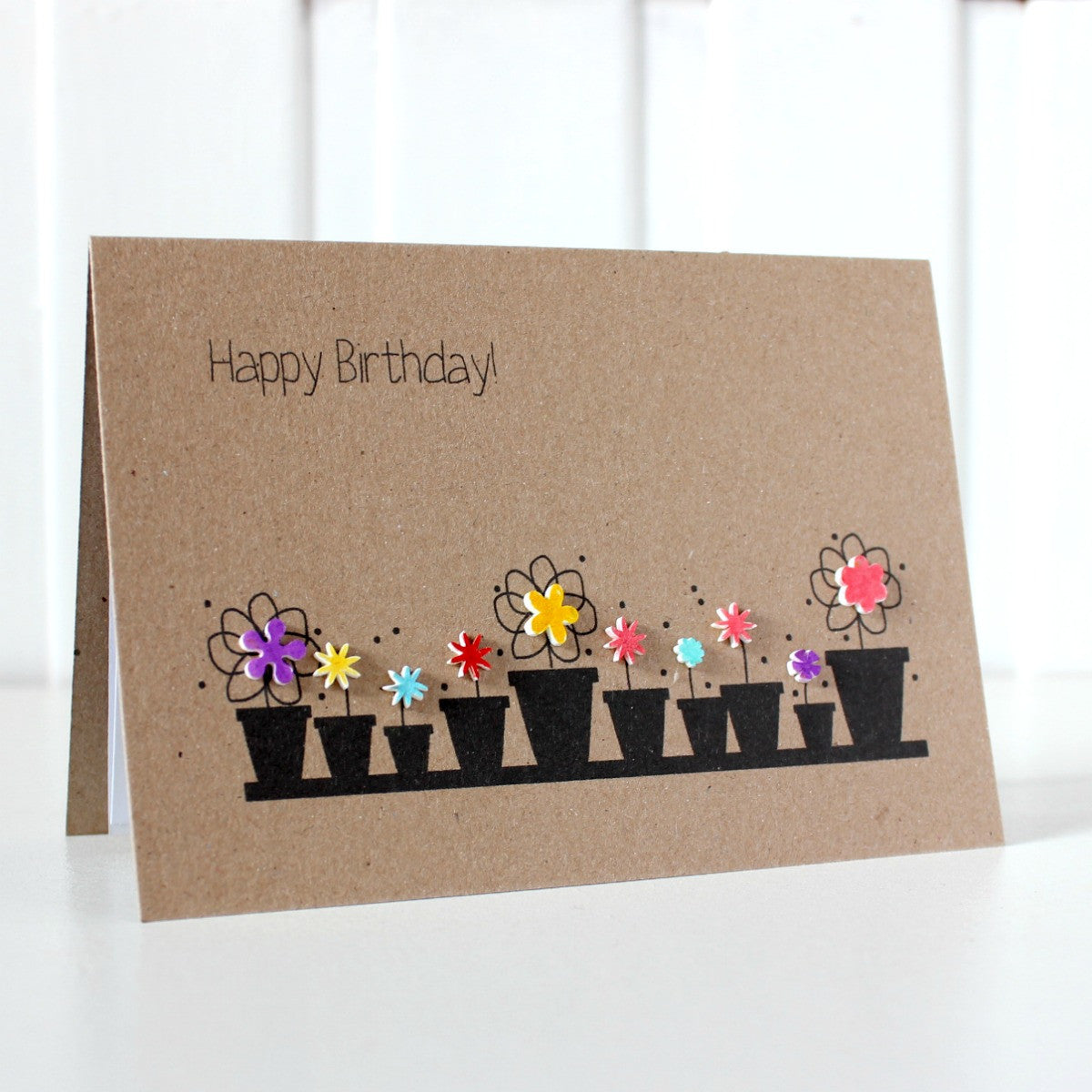 Happy Birthday - Flower Pot Row Card