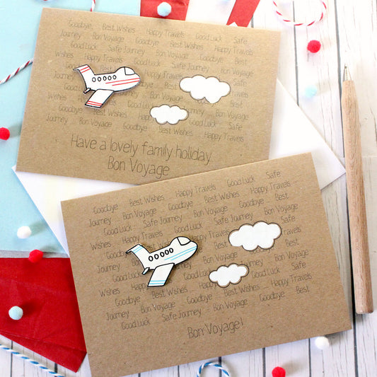 Bon Voyage Card. Handmade Bon Voyage Card. Goodbye Card. Leaving Card. Aeroplane. Airplane. Card for traveler. Gap Year Card. Flight. Plane.