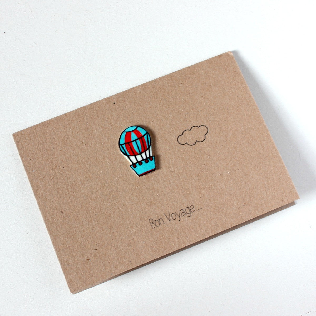 Bon Voyage / Goodbye / Leaving Card - Blue & Red Hot Air Balloon