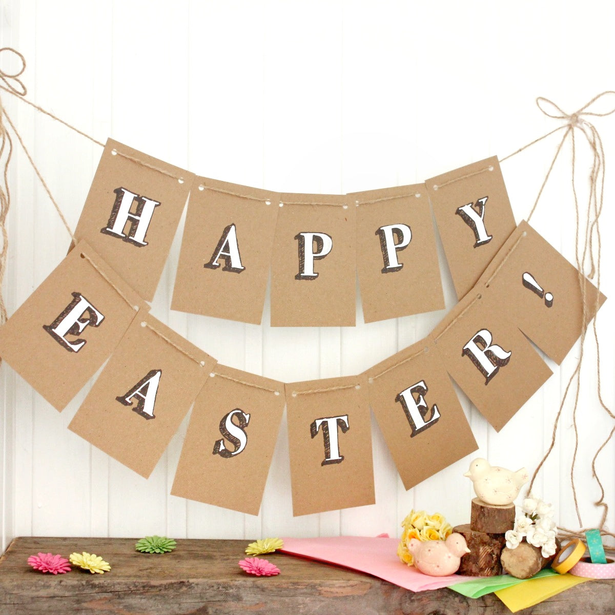 Hand Painted Easter Kraft Bunting, Easter Party Decorations