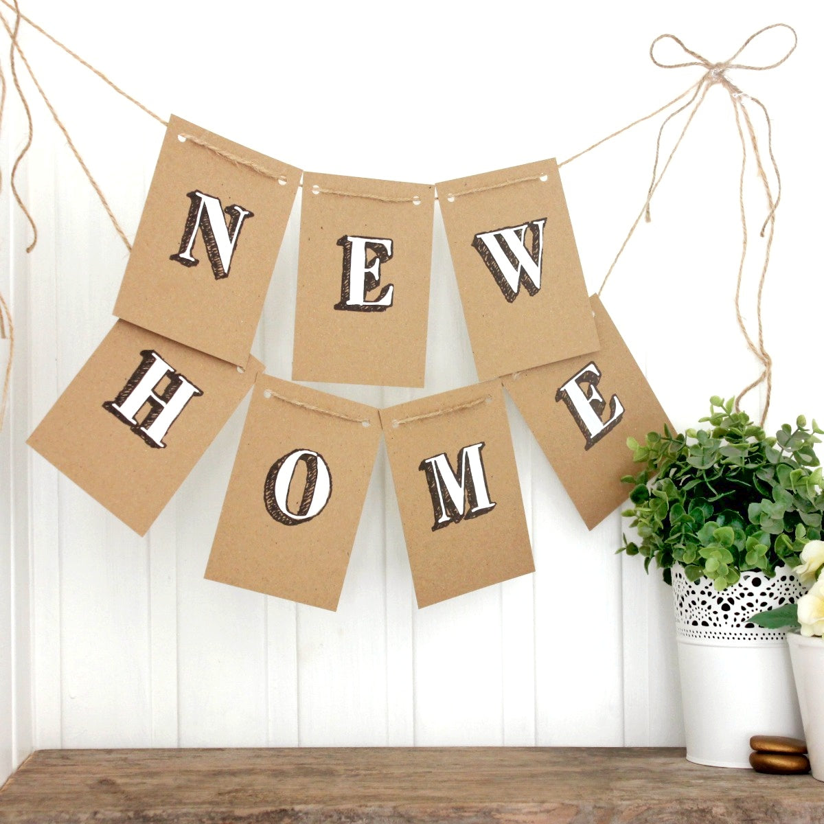 Hand Painted New Home Kraft Bunting