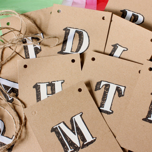 Personalised Hand Painted Kraft Bunting - Any Length, Any Wording
