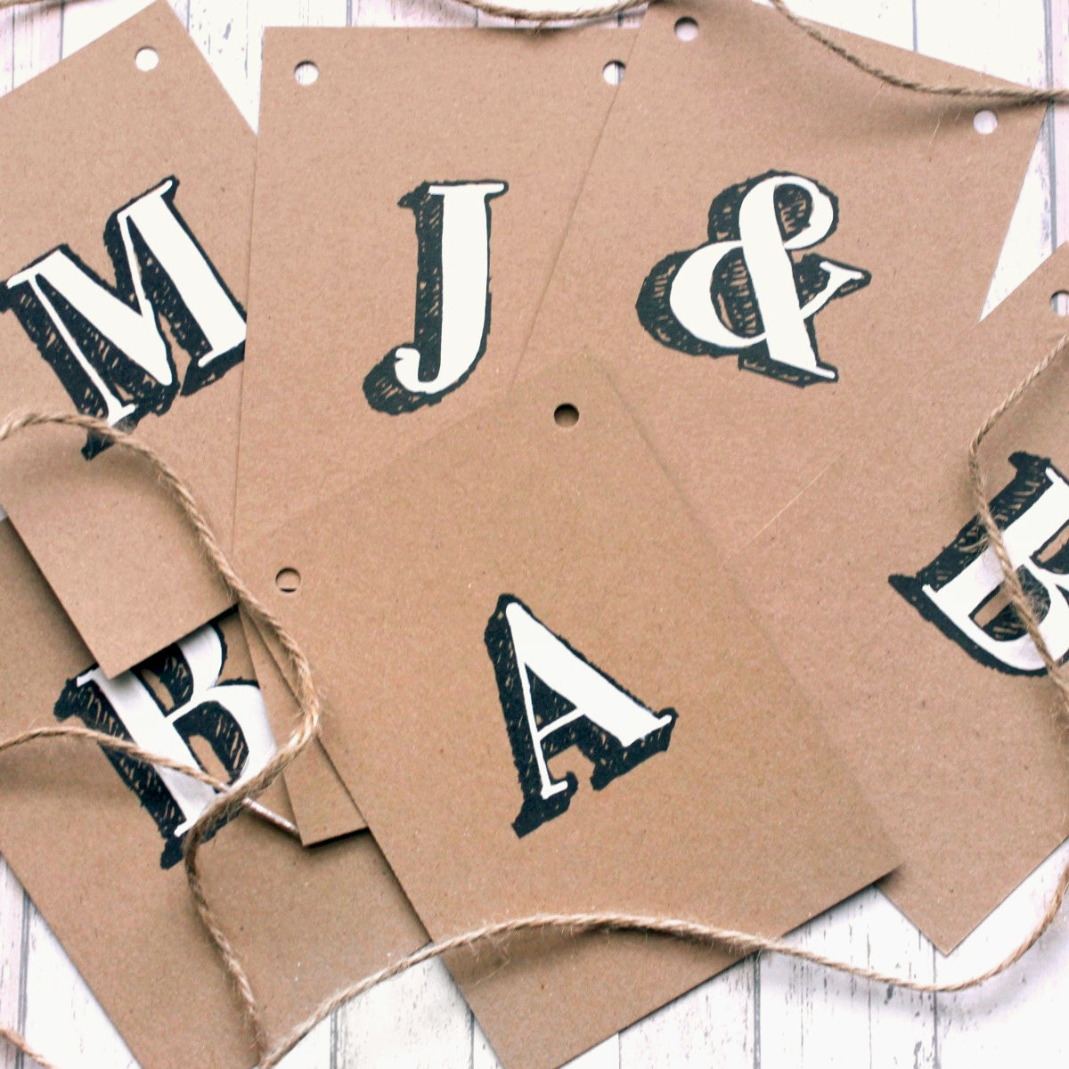 Personalised Hand Painted Kraft Bunting - Any Length, Any Wording