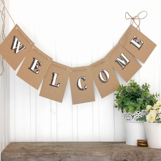 Hand Painted Welcome Kraft Bunting