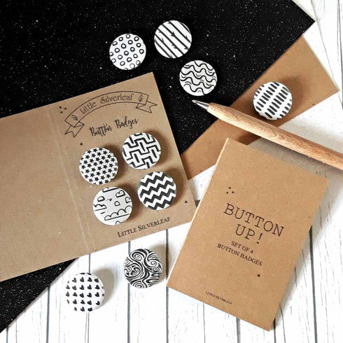 Mix & Match Monochrome Badge Pack - Set of 4