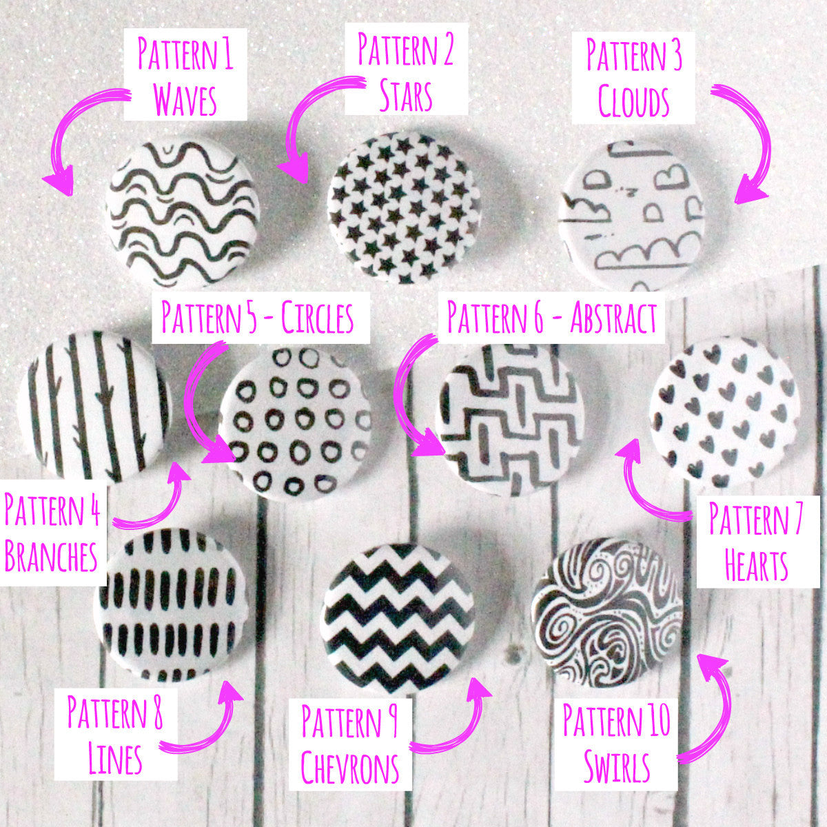 Monochrome Patterned Badges