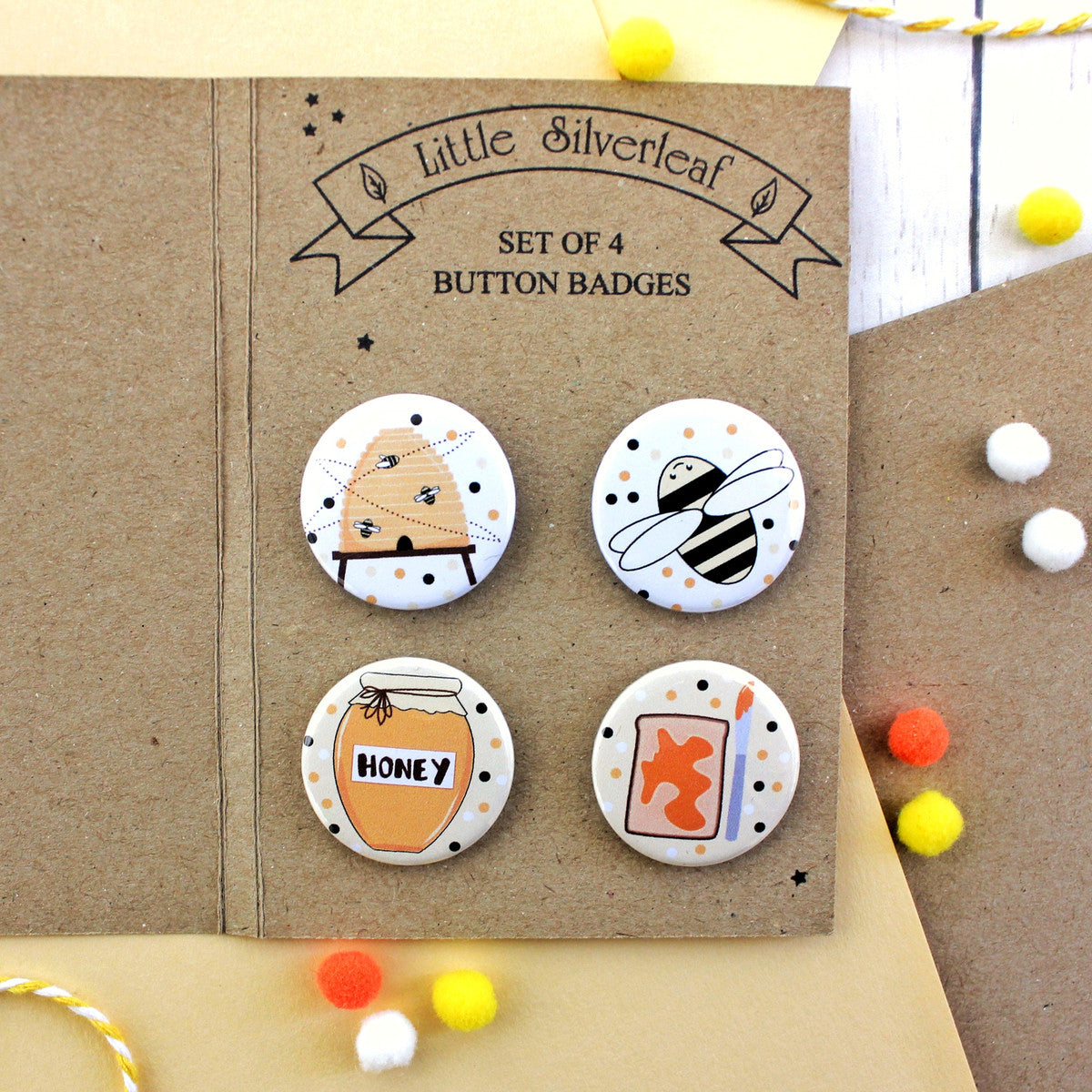 Honey Bee Pin Badge Set