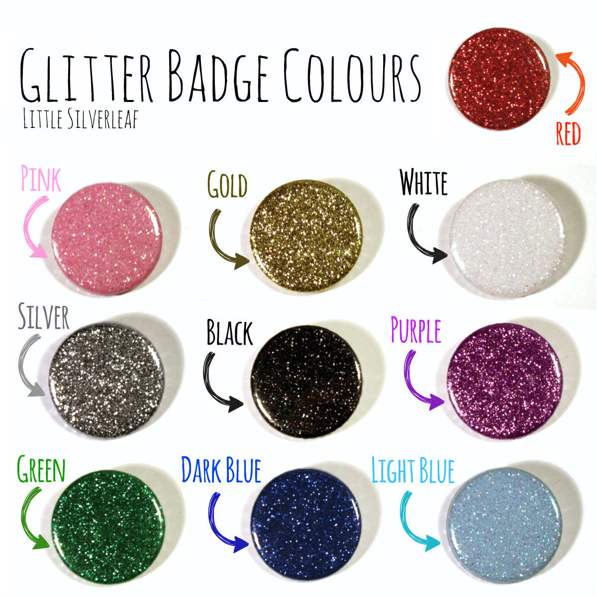 Glitter Badge Pack Colours