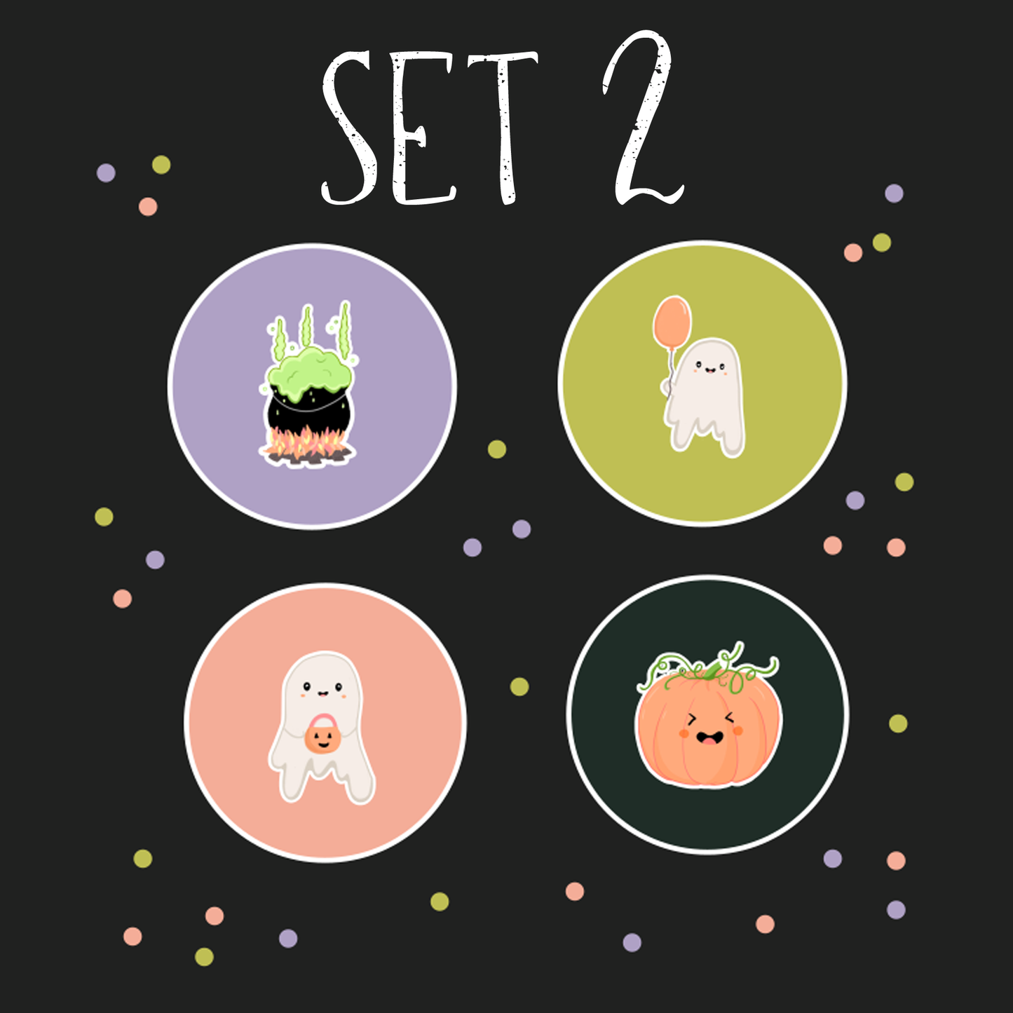 Party Ghosts Halloween Badge Pack - Set of 4