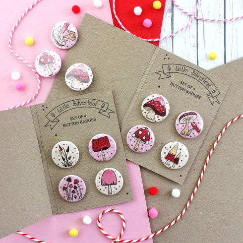 Fairytale Mushroom Badge Pack - Set of 4