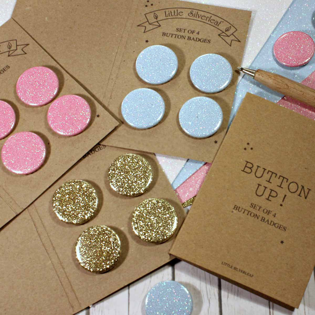 Glitter Badge Set of 4