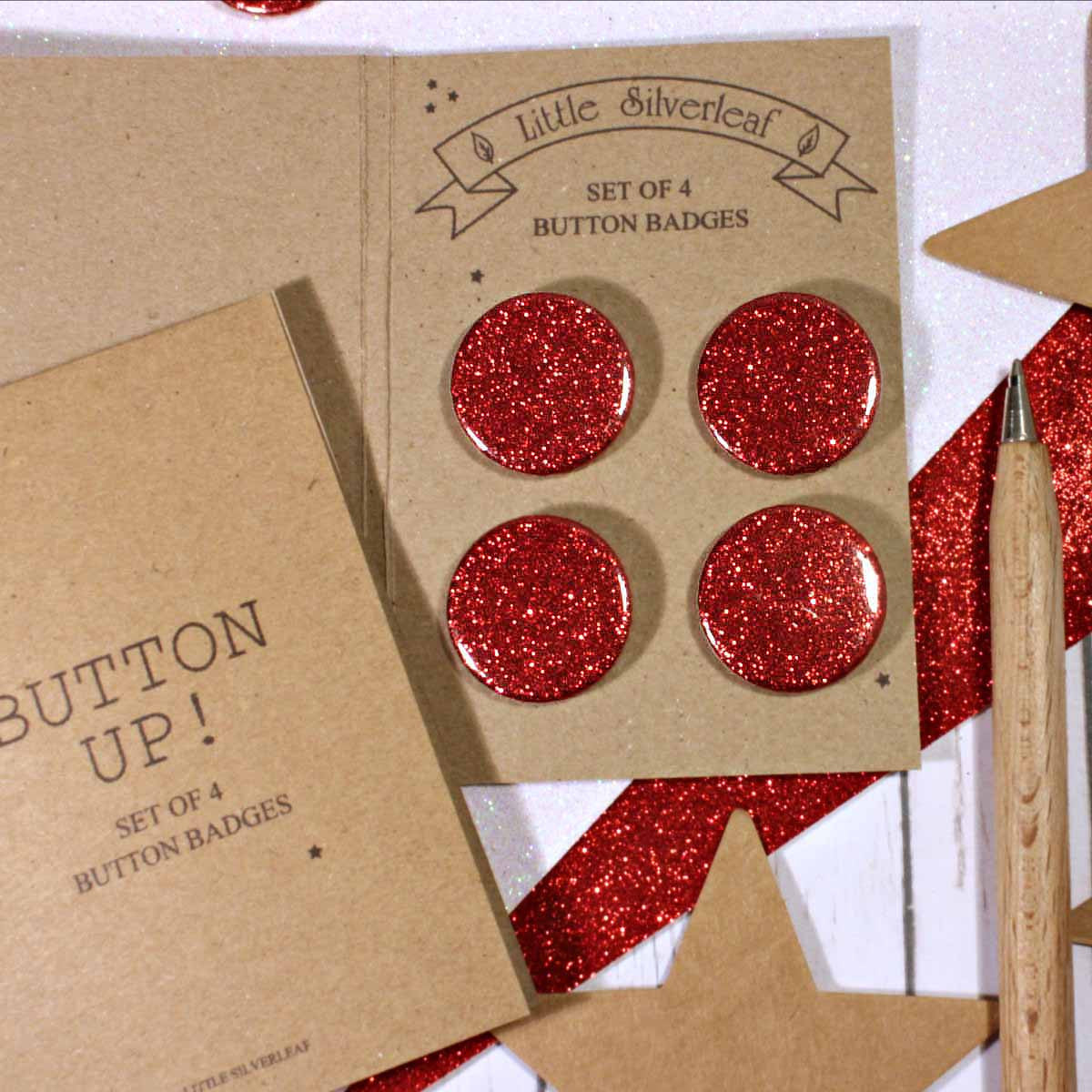 Small Glitter Badges