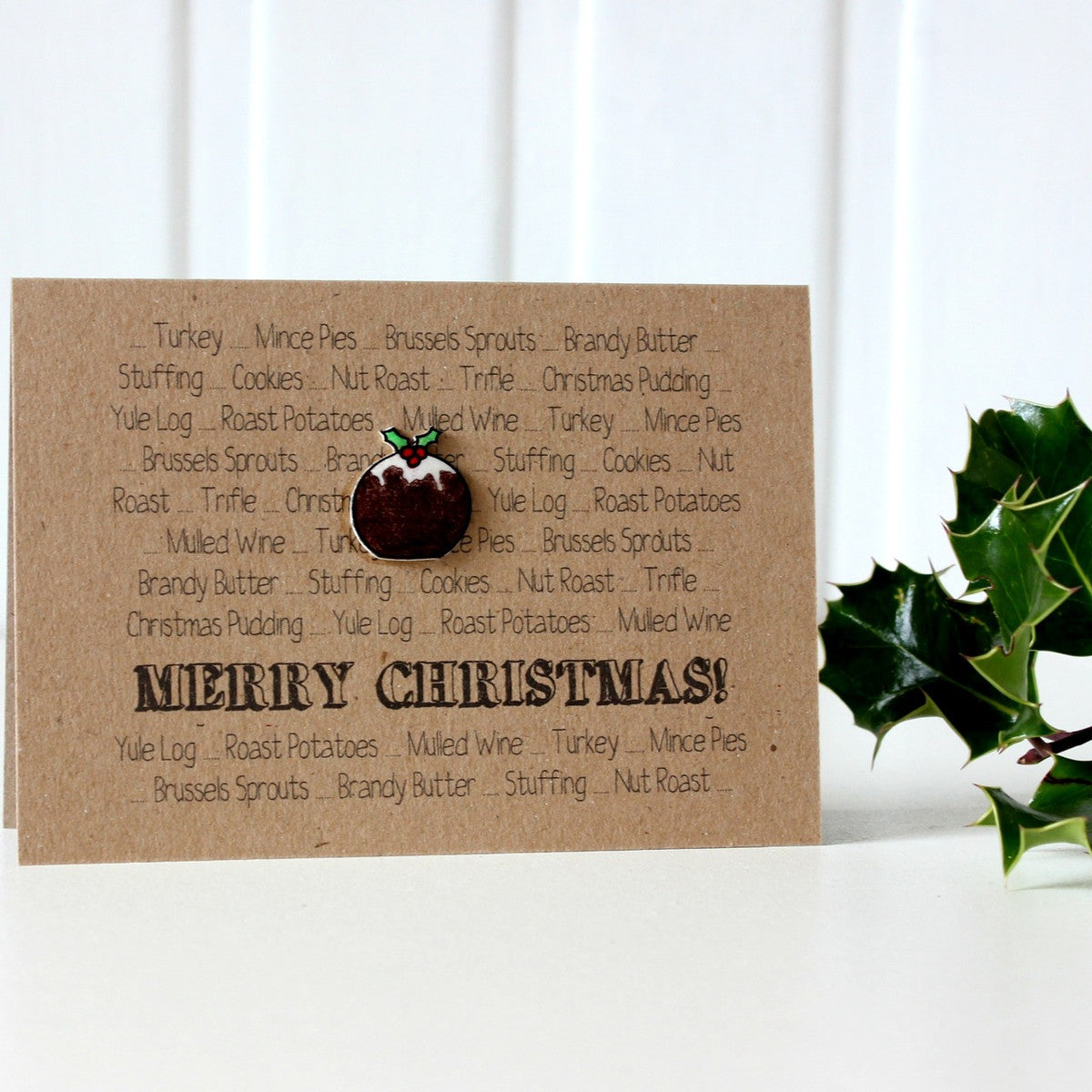 Christmas Pudding. Handmade Christmas Card. Xmas Card. Holiday Card.  Seasonal Card. Holiday Cards. Fun Christmas Card. Little Silverleaf