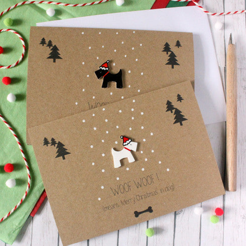 Woof! Scottie Dog Card Merry Christmas Card