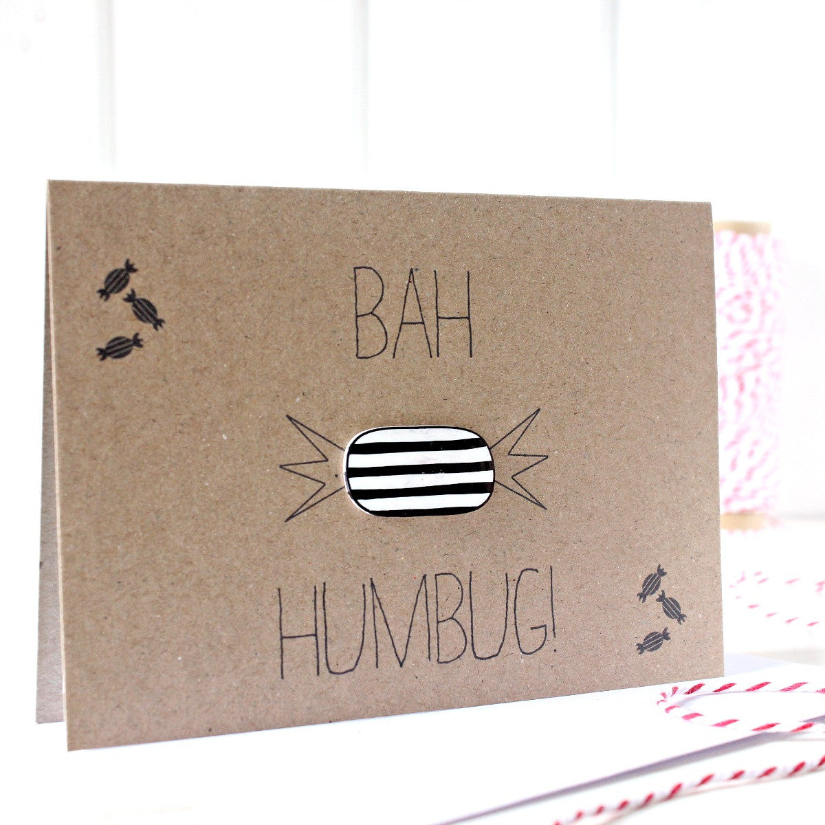 Bah Humbug Christmas Card. Handmade Christmas Card. Christmas Card. Xmas Card. Holiday Card. Christmas Card. Humbug. Handmade Christmas Card