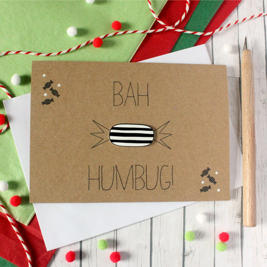 Bah Humbug Christmas Card. Handmade Christmas Card. Christmas Card. Xmas Card. Holiday Card. Christmas Card. Humbug. Handmade Christmas Card