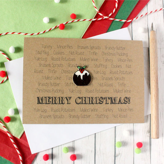 Christmas Pudding. Handmade Christmas Card. Xmas Card. Holiday Card.  Seasonal Card. Holiday Cards. Fun Christmas Card. Little Silverleaf