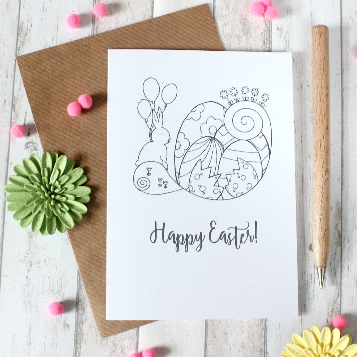 Personalised Easter Card. Easter Cards. Fun Easter Card. Easter Card. Easter. Happy Easter Cards. Black and White. Illustrated Cards. Easter