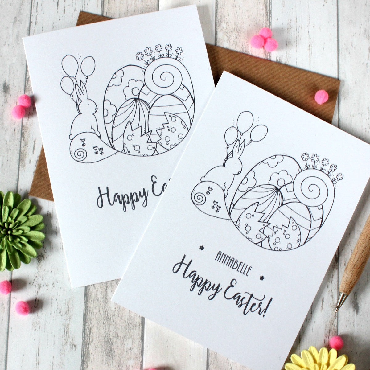 Personalised Easter Card. Easter Cards. Fun Easter Card. Easter Card. Easter. Happy Easter Cards. Black and White. Illustrated Cards. Easter