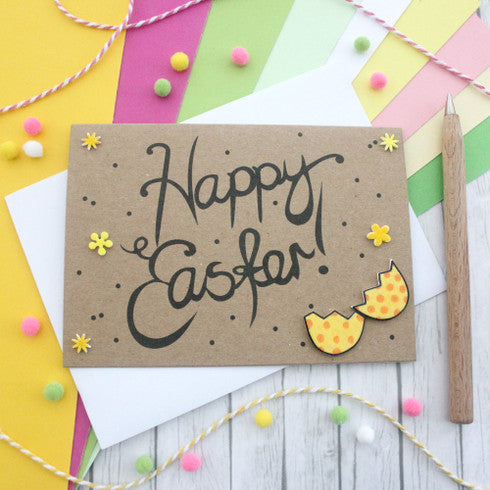 Happy Easter! - Hand Lettered Easter Egg Card