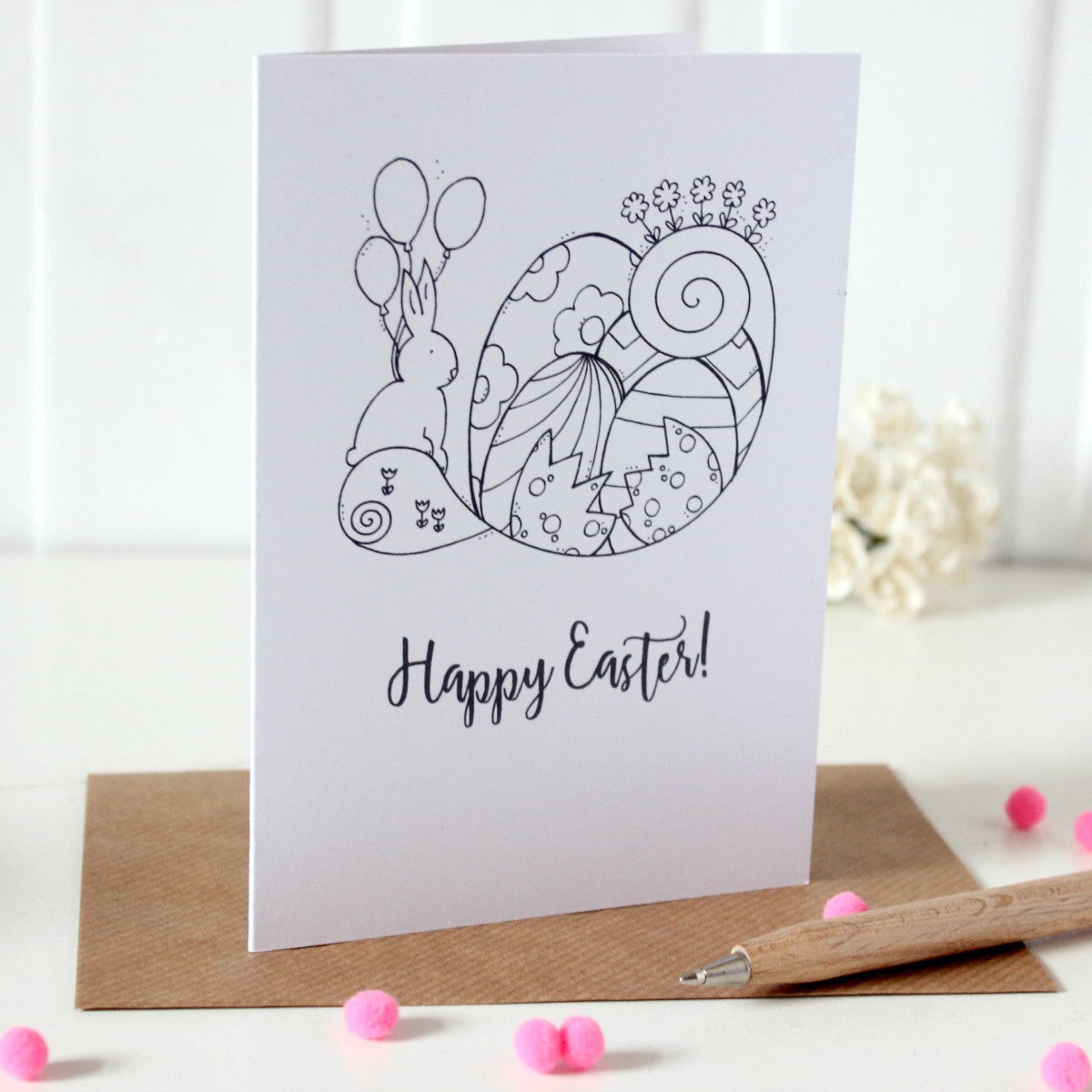 Personalised Easter Card. Easter Cards. Fun Easter Card. Easter Card. Easter. Happy Easter Cards. Black and White. Illustrated Cards. Easter