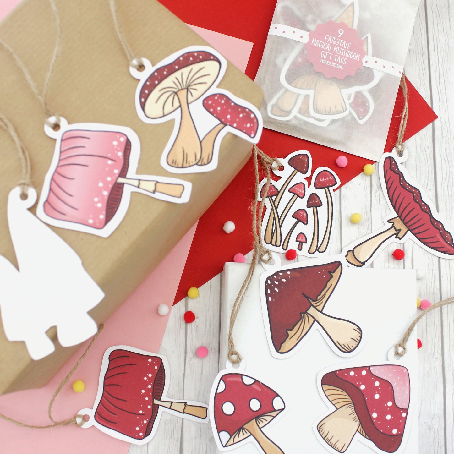 Fairytale Magical Mushroom Illustrated Gift Tags - Pack of 9