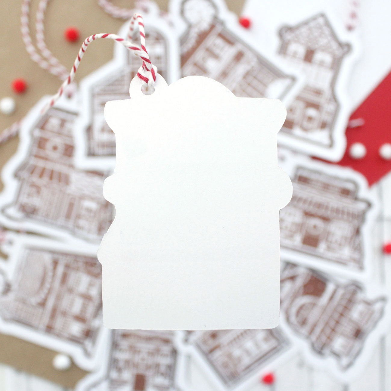 Gingerbread Shops Illustrated Christmas Gift Tags - Pack of 9