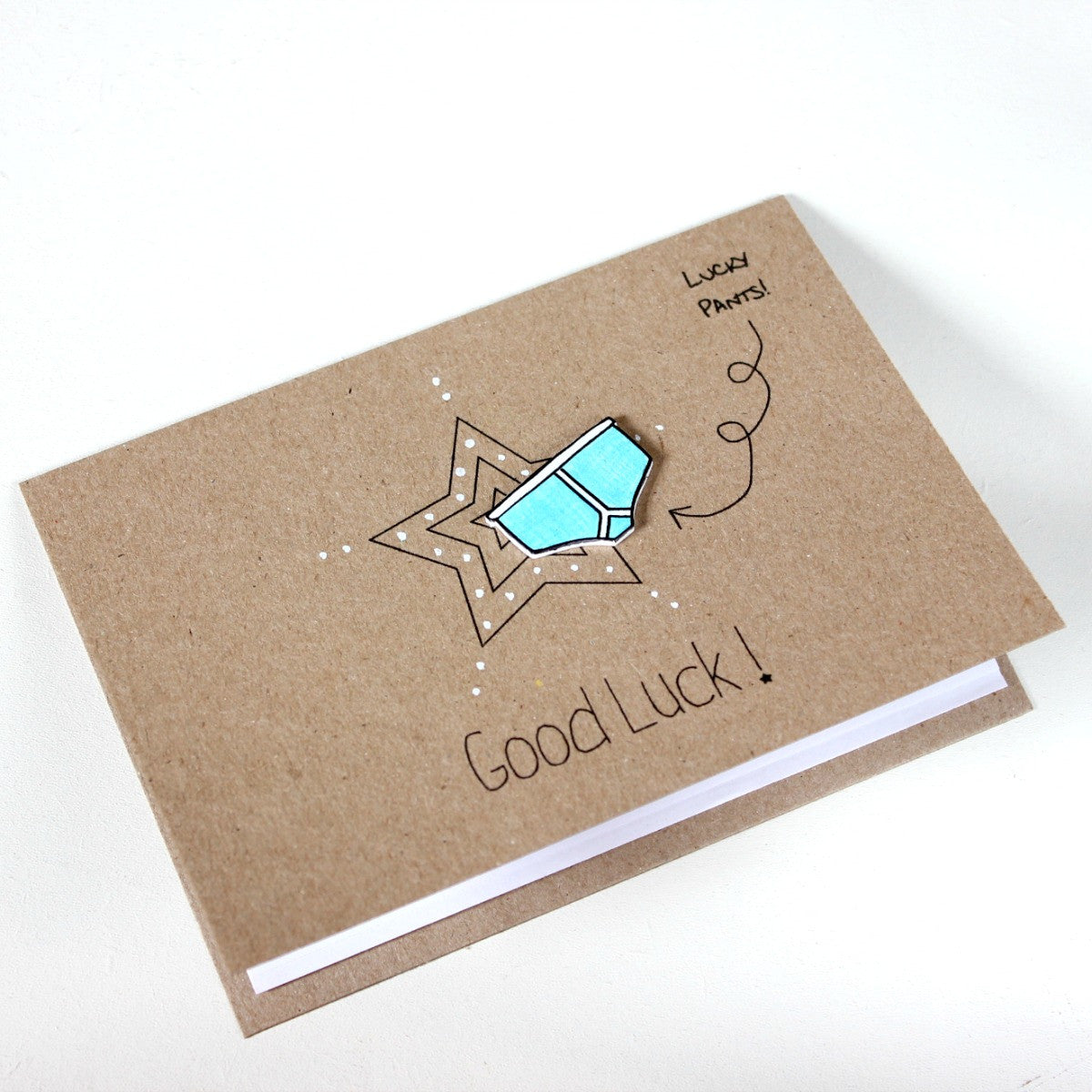 Personalised Good Luck Card. Good Luck. Good Luck Card. Lucky Pants. Y-fronts card. Lucky pants card. Recycled Card. Luck. Luck Card.