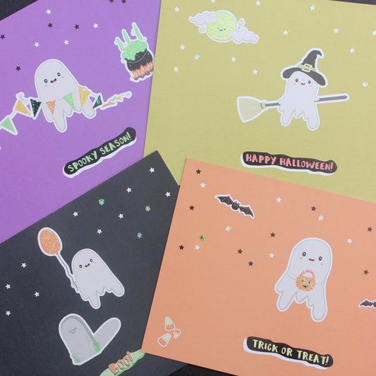 Halloween Glitter Postcards