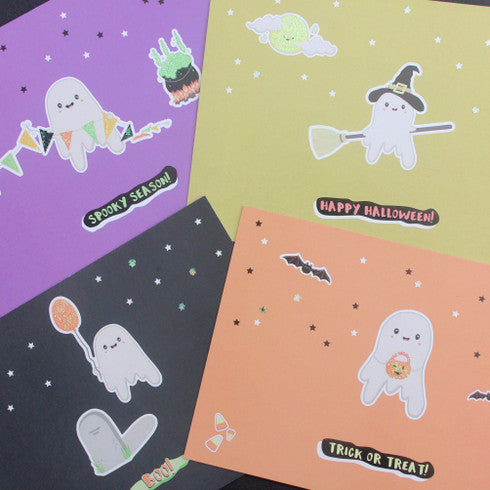 Happy Halloween Glitter Postcard Set - Pack of 4 or 8