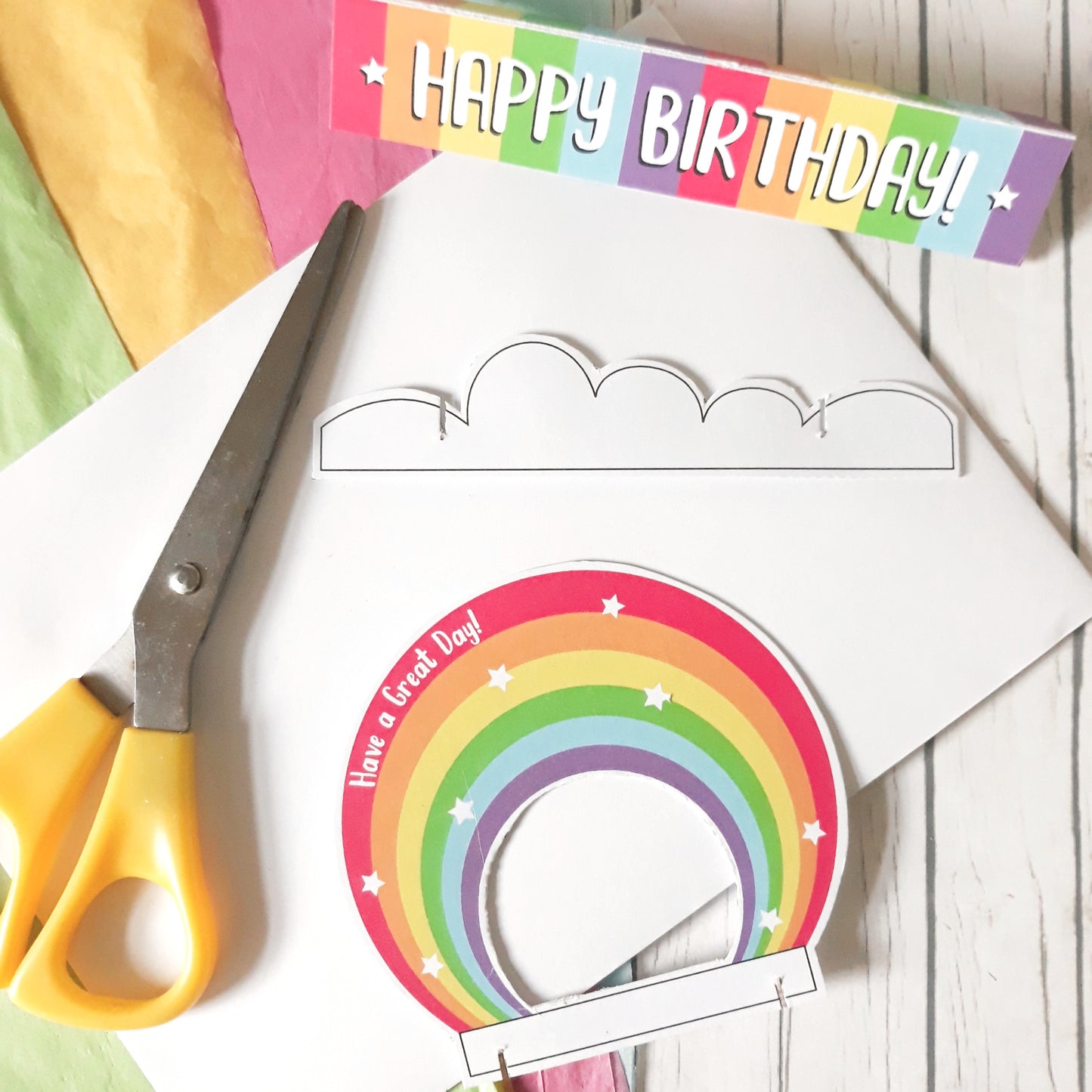 Happy Birthday - Rainbow - Cut Out and Keep Card