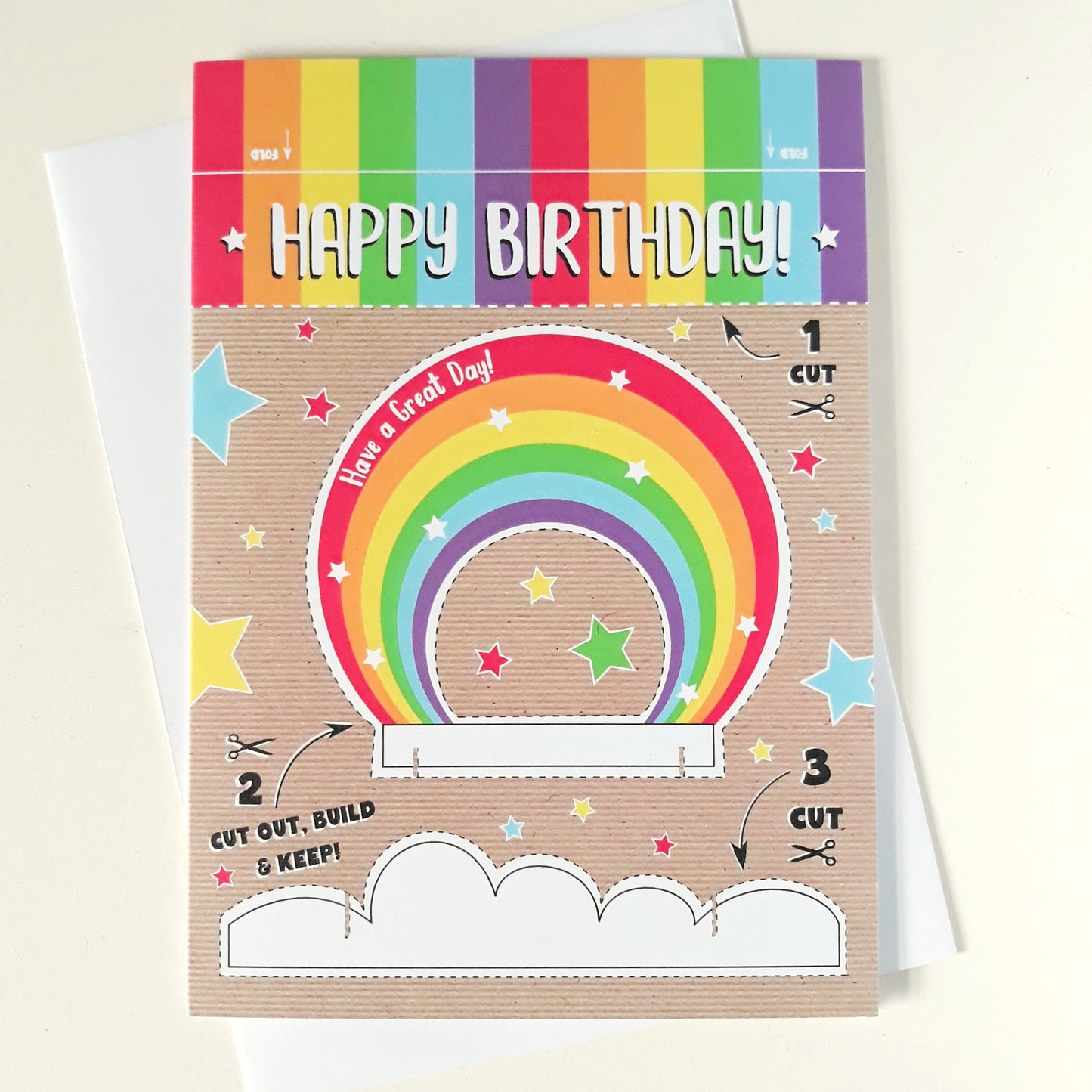 Happy Birthday - Rainbow - Cut Out and Keep Card