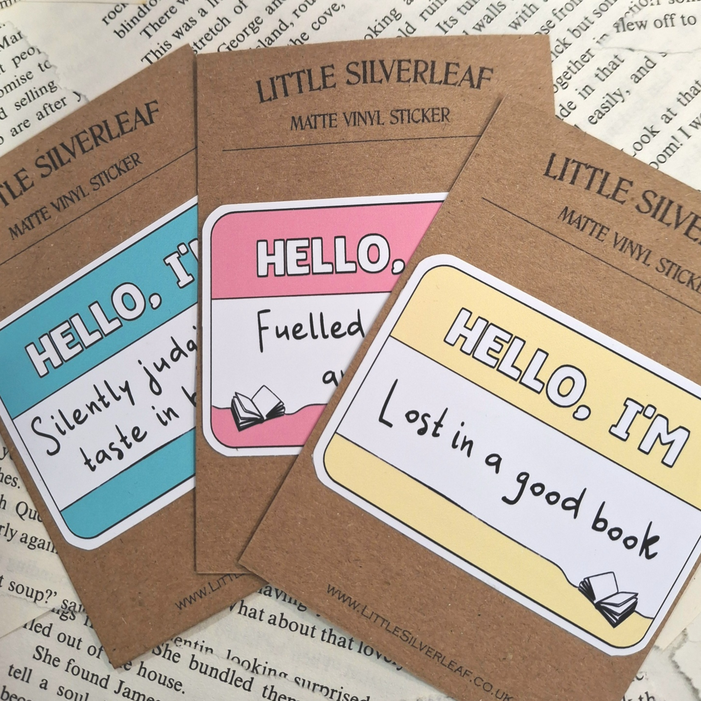 Hello, I'm Happiest when I'm Reading - Bookish Name Tag Matte Vinyl Sticker