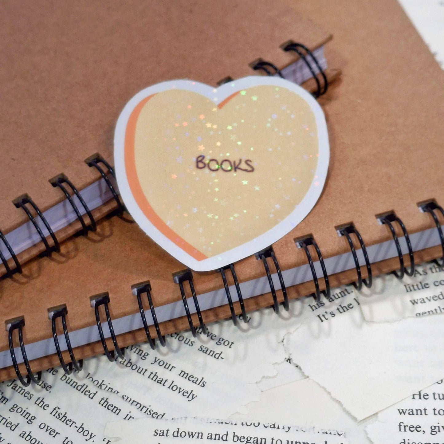 Love Books, Love Heart Holographic Vinyl Sticker