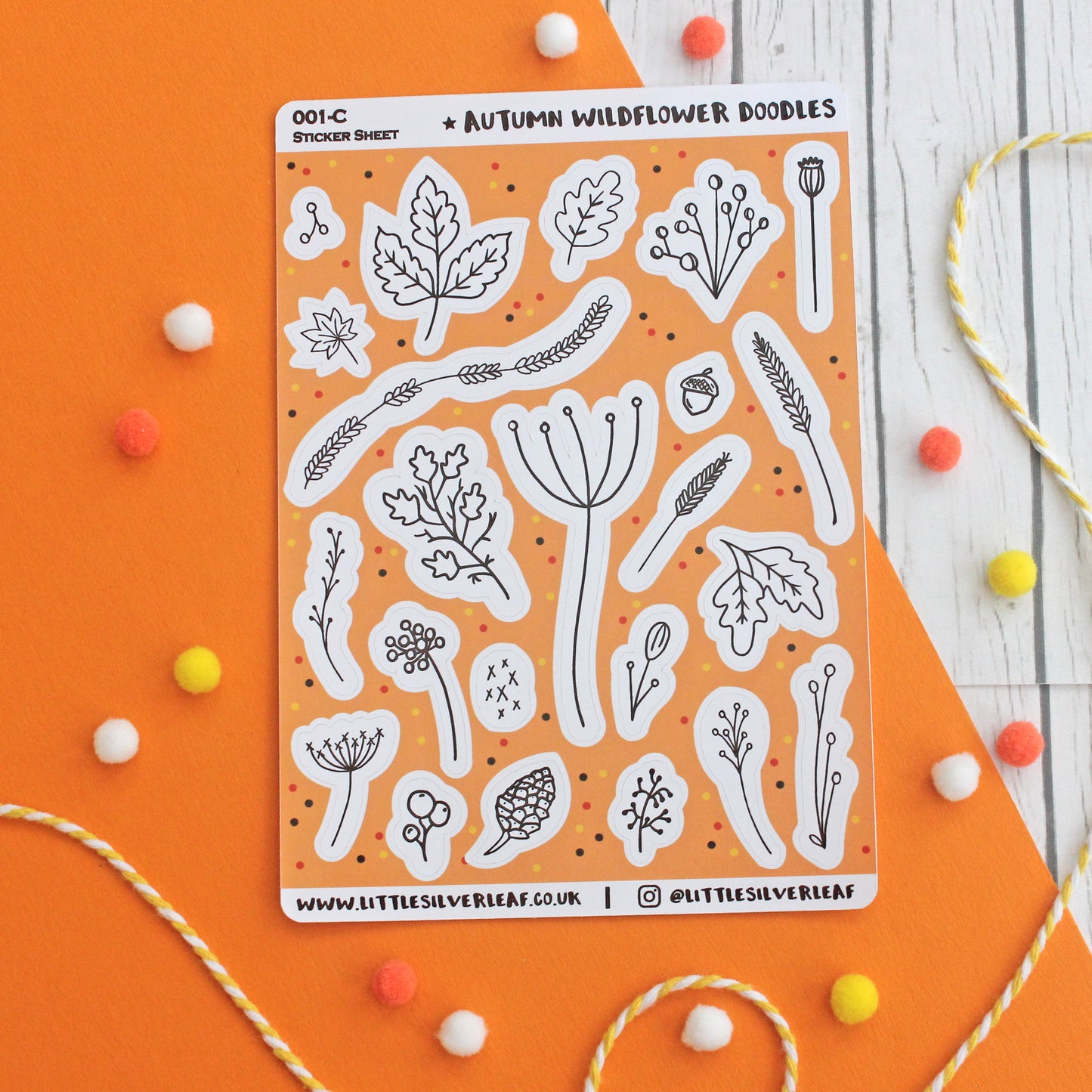 Seasonal Wildflower Doodles Sticker Sheet - Pack of 4