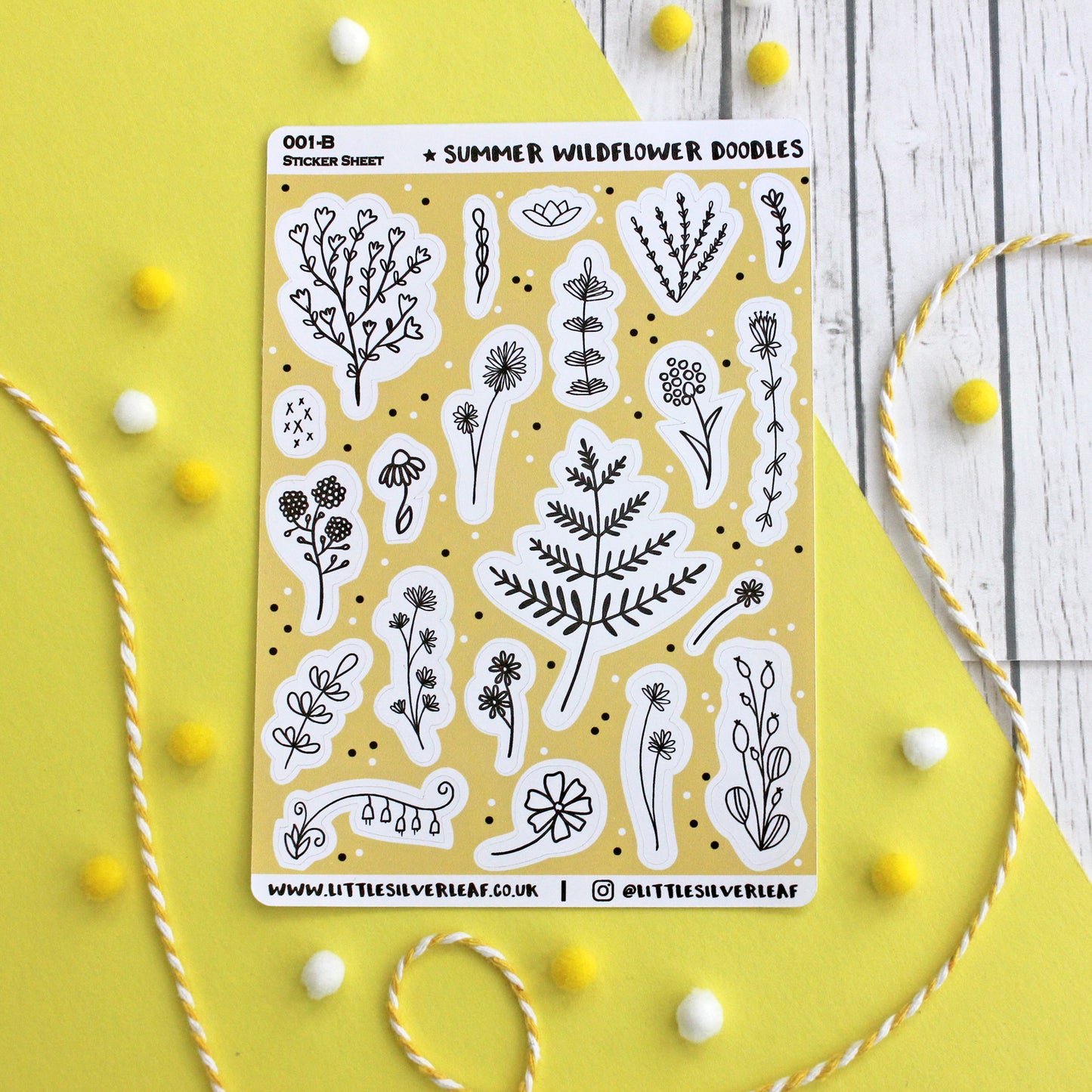 Seasonal Wildflower Doodles Sticker Sheet - Pack of 4