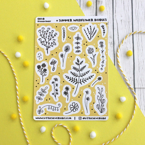 Summer Wildflower Doodles Sticker Sheet